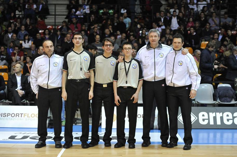 Coppa Italia basket 2015 finale Milano vs Sassari. Una foto di gruppo degli arbitri(Ciamillo Castoria)
